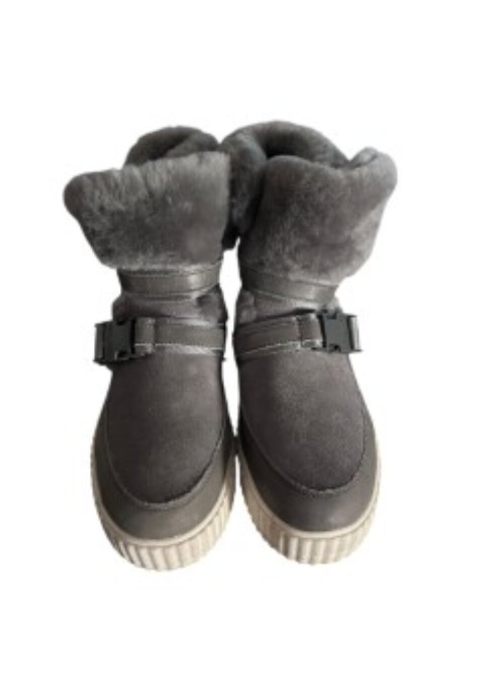Women's Gray Fur-Lined Ankle Sneakers - Picture 3 of 8